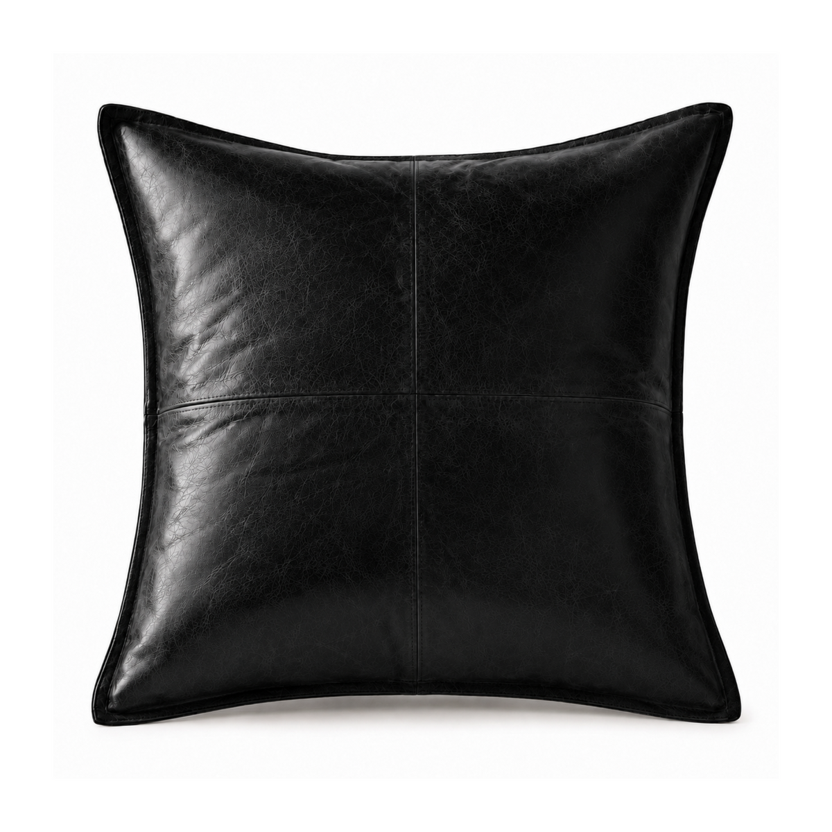 Black leather pillow on a white background