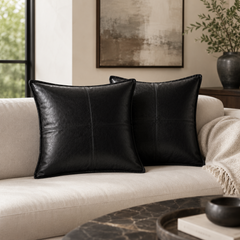 Leather Sofa Cushion Case For Home Decorative Throw Pillow Cover Living Bedroom (22x22")