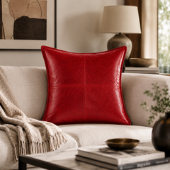 Leather Sofa Cushion Case For Home Decorative Throw Pillow Cover Living Bedroom (22x22")