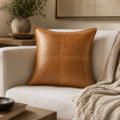 Leather Sofa Cushion Case For Home Decorative Throw Pillow Cover Living Bedroom (22x22")