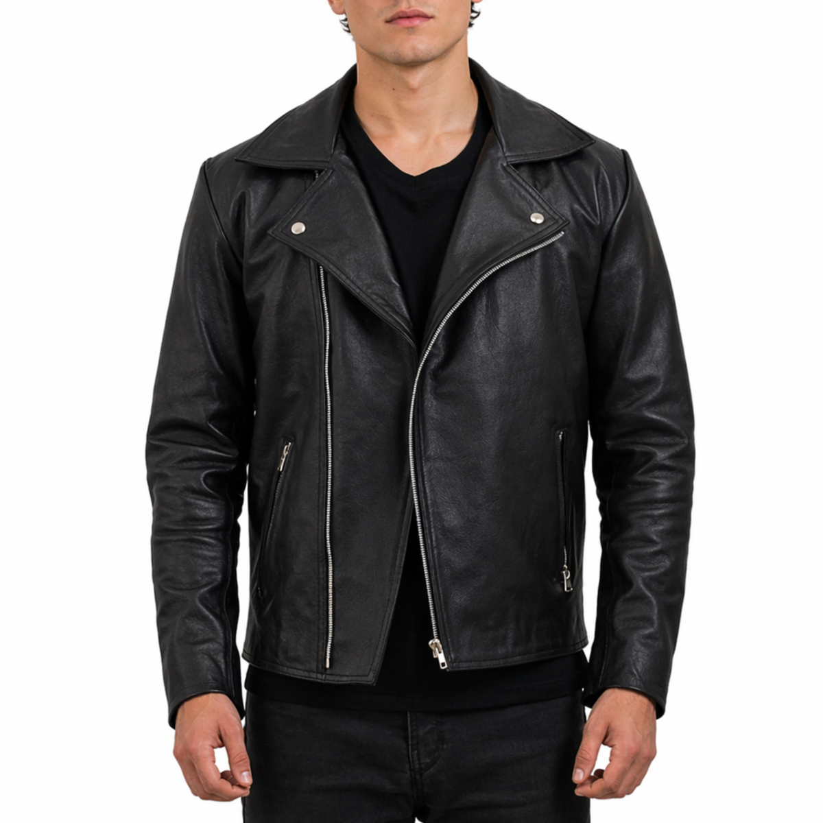 Mad Max 2 Full Sleeve Biker Black Leather Jacket W/O Shoulder Pads