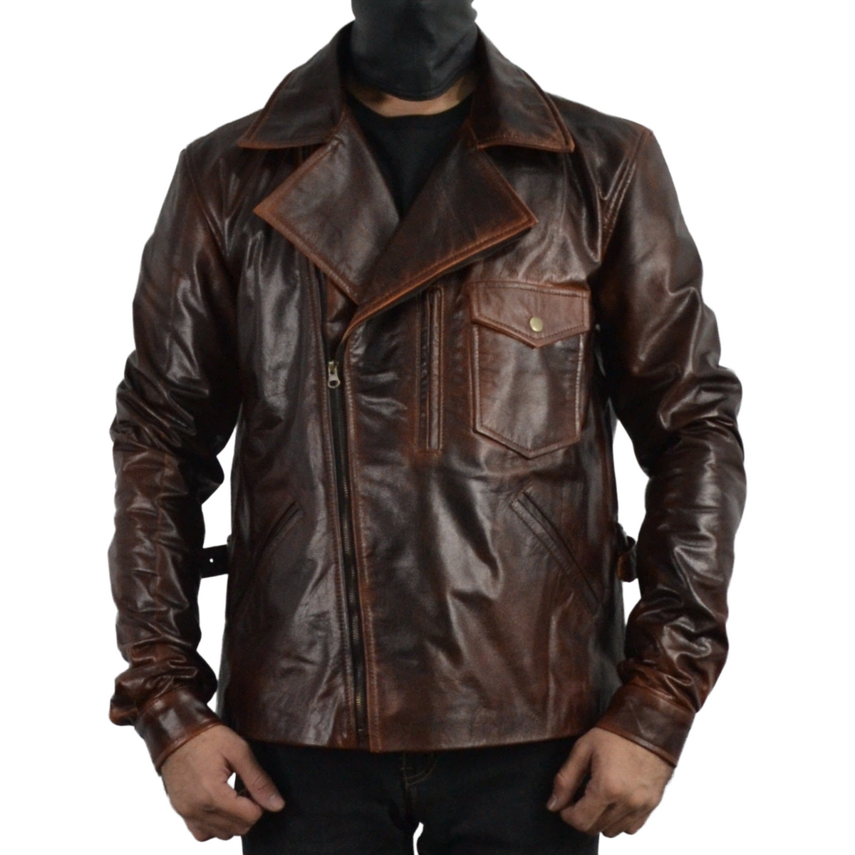 Escape Snake Plissken Antique Brown Biker Leather Jacket – South