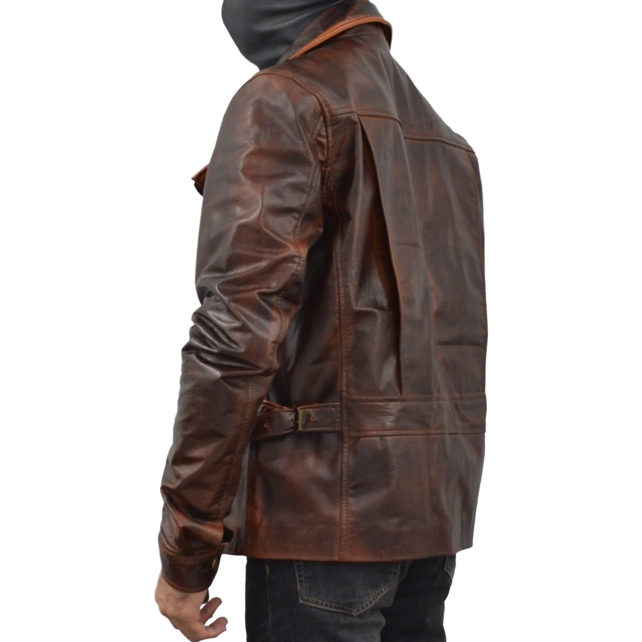 Escape Snake Plissken Antique Brown Biker Leather Jacket – South