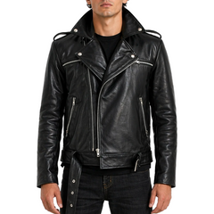 Mens Black Zipper Negan The Walking Dead Biker Leather Jacket