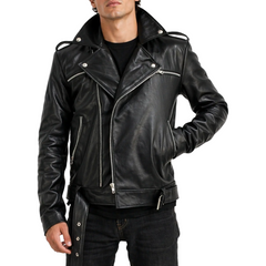 Mens Black Zipper Negan The Walking Dead Biker Leather Jacket