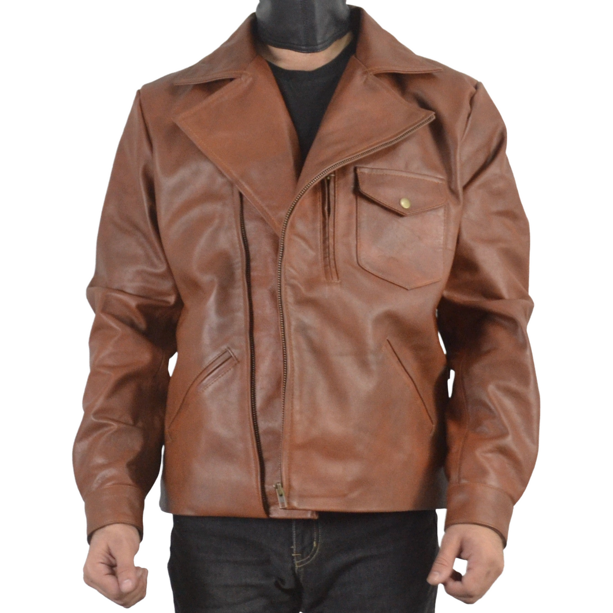 Escape From New York Snake Plissken Tan Biker Leather Jacket