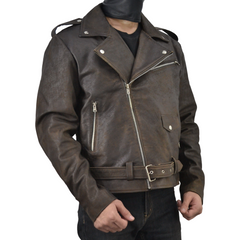 Men's Brown Waxed Distressed Genuine Leather Jacket