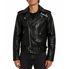 Man's Indiana Jones 4 Mutt Williams Movie Biker Real Leather Jacket Men's