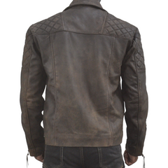 Motorcycle Distressed Natural Rugged Biker Leather Jacket