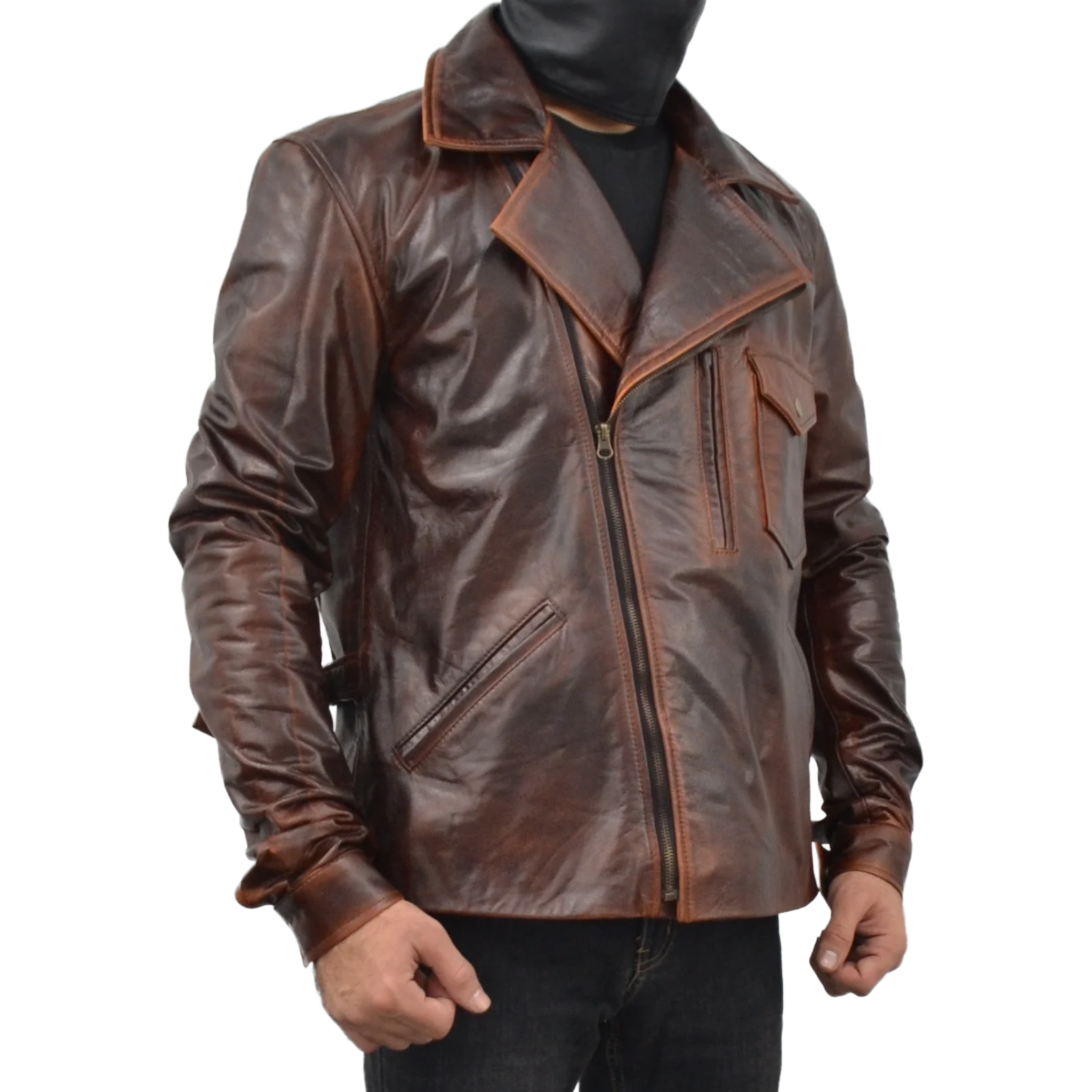 Escape Snake Plissken Antique Brown Biker Leather Jacket – South