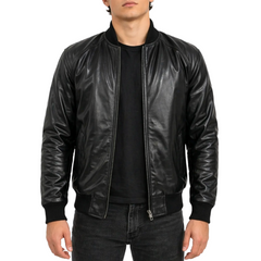 Men's Baseball Letterman Varsity Genuine Leather Bomber Jacket