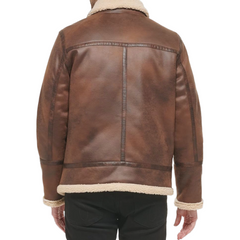 Men Real Leather Bomber Jacket With Shearling Lining