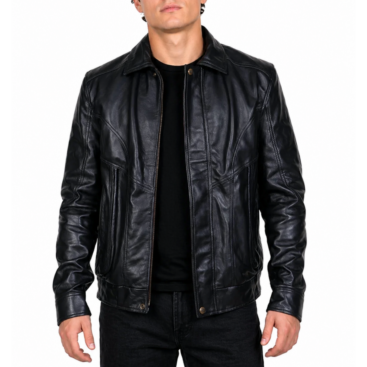 Flight Bomber Safari Leather Jacket