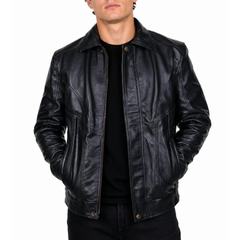 Flight Bomber Safari Leather Jacket
