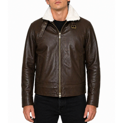 Mens Aviator Vintage Brown Leather Jacket