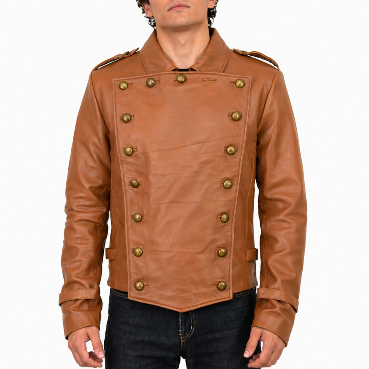 The Rocketeer Billy Campbell Brown V-Shaped Leather Jacket – South