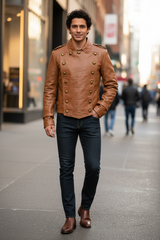 The Rocketeer Billy Campbell Leather Jacket – Vintage Brown V-Shape Pilot Jacket