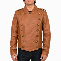 The Rocketeer Billy Campbell Brown V-Shaped Leather Jacket