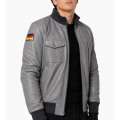 Men's The Luftwaffe German Air Force Grey Leather Jacket