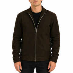 Men's Dark Brown Moto Biker Distressed Real Suede Leather Jacket