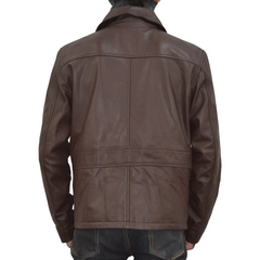 Men's Brown Cafe Racer Biker Real Sheepskin Motorcycle Leather Jacket