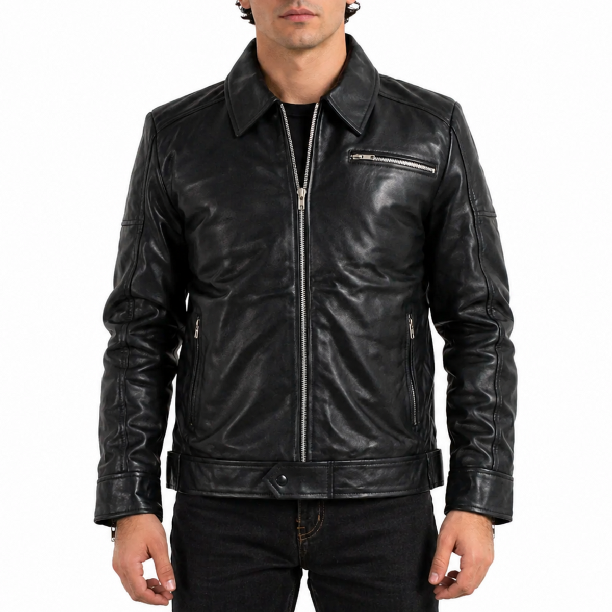 Need for Speed Movie Slim Fit Zipper Black Leather Jacket