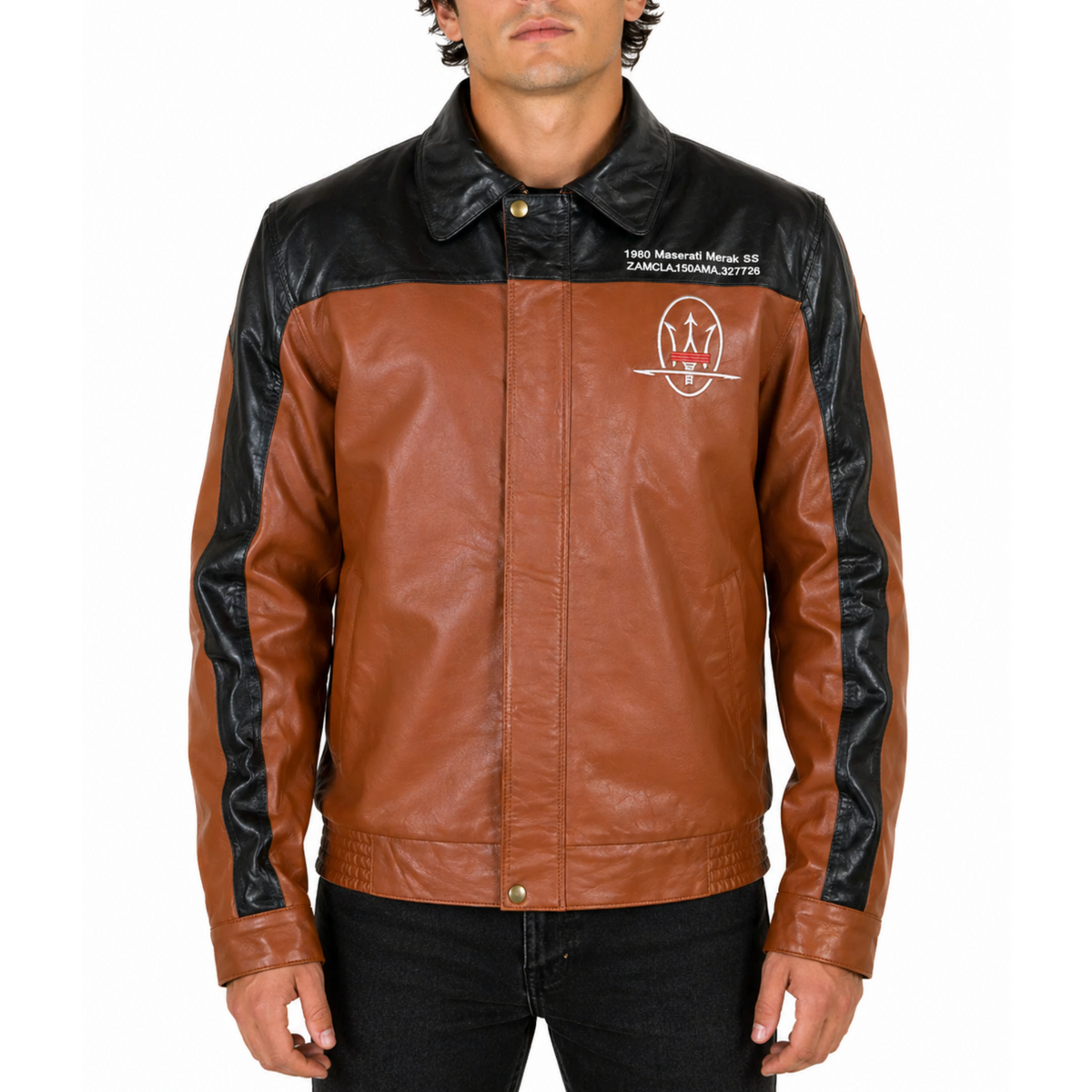 Mens Classic Designer Racer Brown Leather Jacket