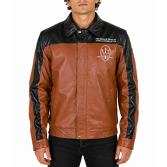 Mens Classic Designer Racer Brown Leather Jacket