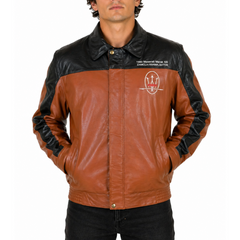 Mens Classic Designer Racer Brown Leather Jacket