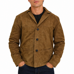 Men's Brown Distressed Genuine Suede Leather Jacket