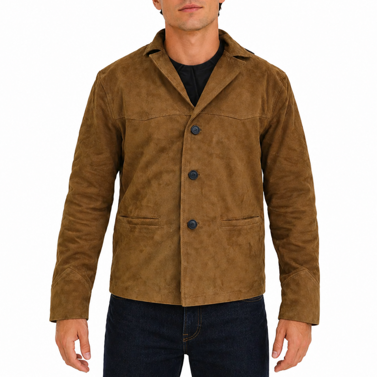 Men's Brown Distressed Genuine Suede Leather Jacket