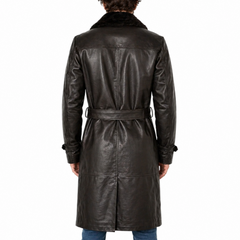 mens leather dress coat Mens Aviator World War Brown Double Breasted Genuine Leather Trench Coat M