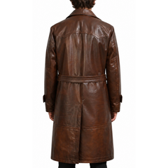 World War 1 R.F.C. Genuine Leather Flying Trench Belted Waxed Coat