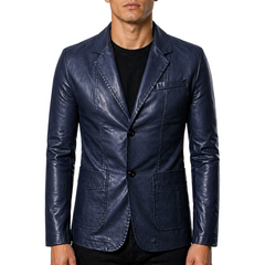 Men's Biker Blazer Style Leather Jacket