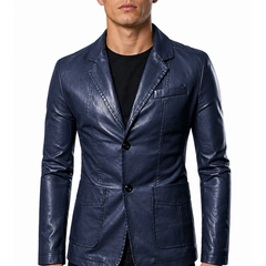 Men's Biker Blazer Style Leather Jacket