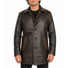 Supernatural Dean Winchester Jensen Ackles Antique Brown Leather Car Coat Jacket