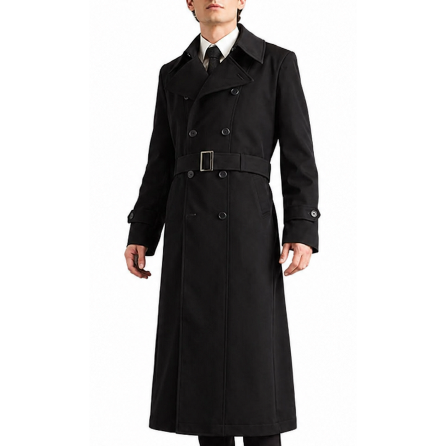 Napoleon Double-Breasted Belted Trench Inverness Thick Melton Wool Napoleon Double-Breasted Belted Trench Inverness Thick Melton Wool