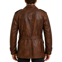 World War 1 Regulation U.S. Army Air Service Flying Pilot Tan Leather Trench Coat Men's