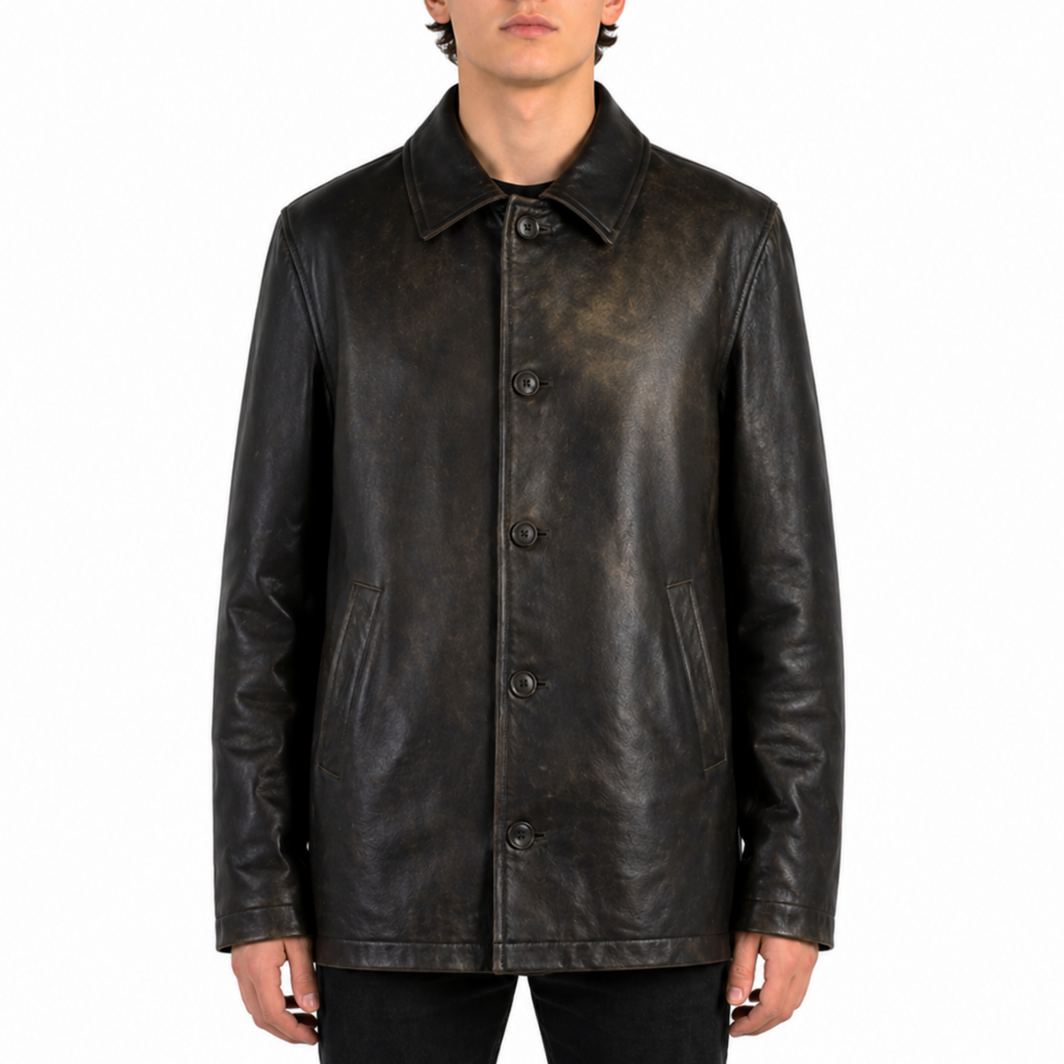 Supernatural Dean Winchester Jensen Ackles Distressed Jungle Leather Car Coat Jacket