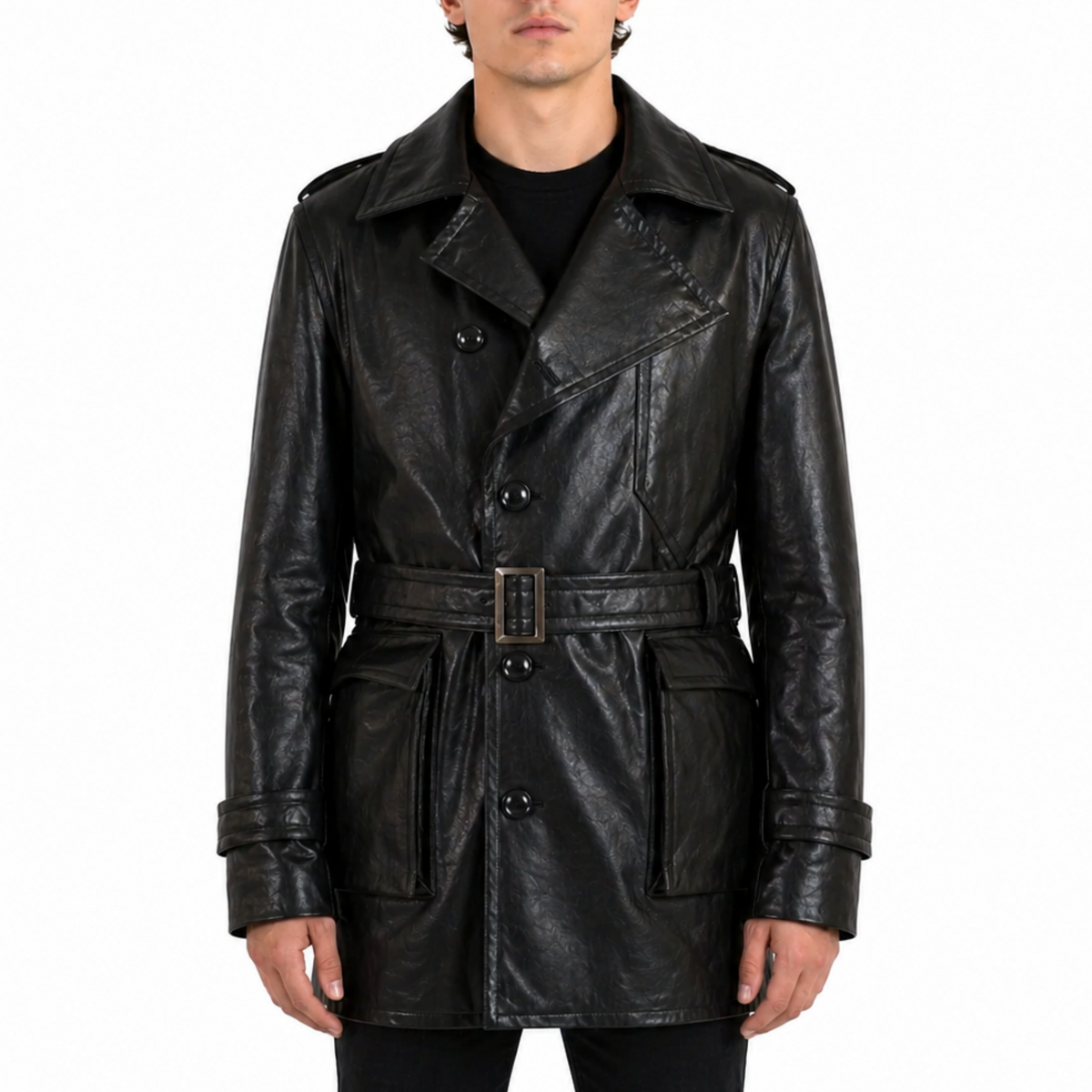 Aviator Flying Three Quarter Pilot Black Genuine Leather Coat