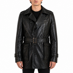 Aviator Flying Three Quarter Pilot Black Genuine Leather Coat