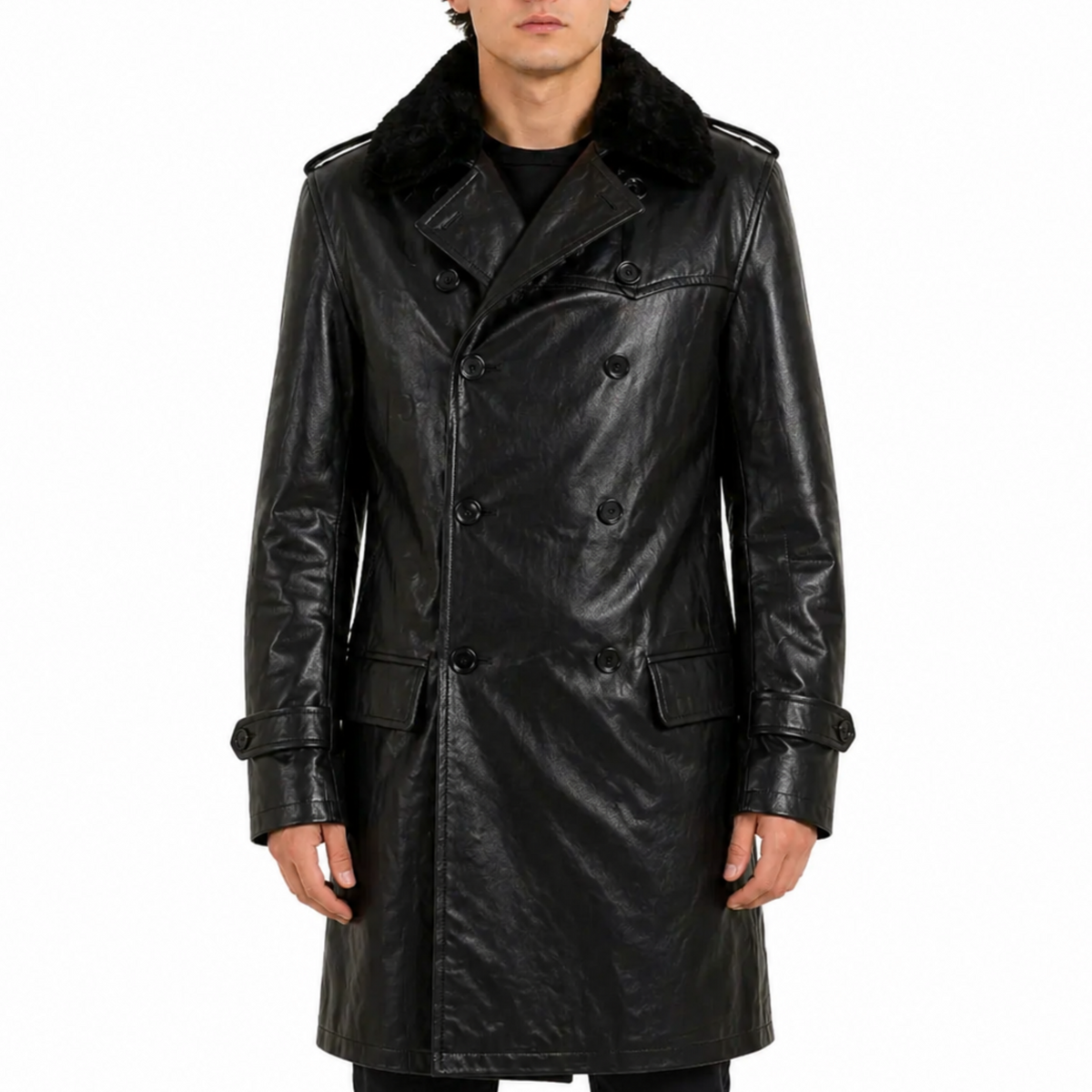 Men's World War 2 Soviet Russia Navy WW2 Leather Trench Coat