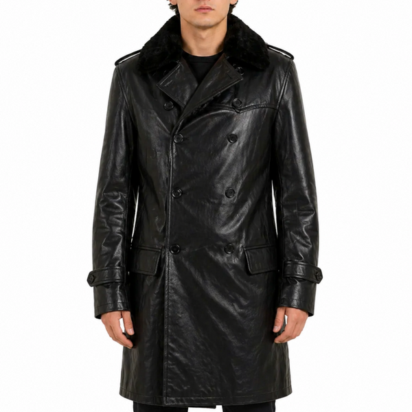 Men's World War 2 Soviet Russia Navy WW2 Leather Trench Coat