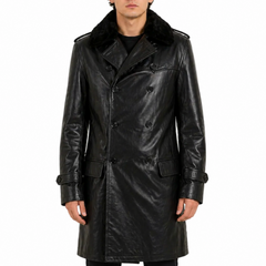 Men's World War 2 Soviet Russia Navy WW2 Leather Trench Coat