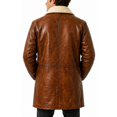 Dark Knight Rises Brown Shearling Leather Bane Coat