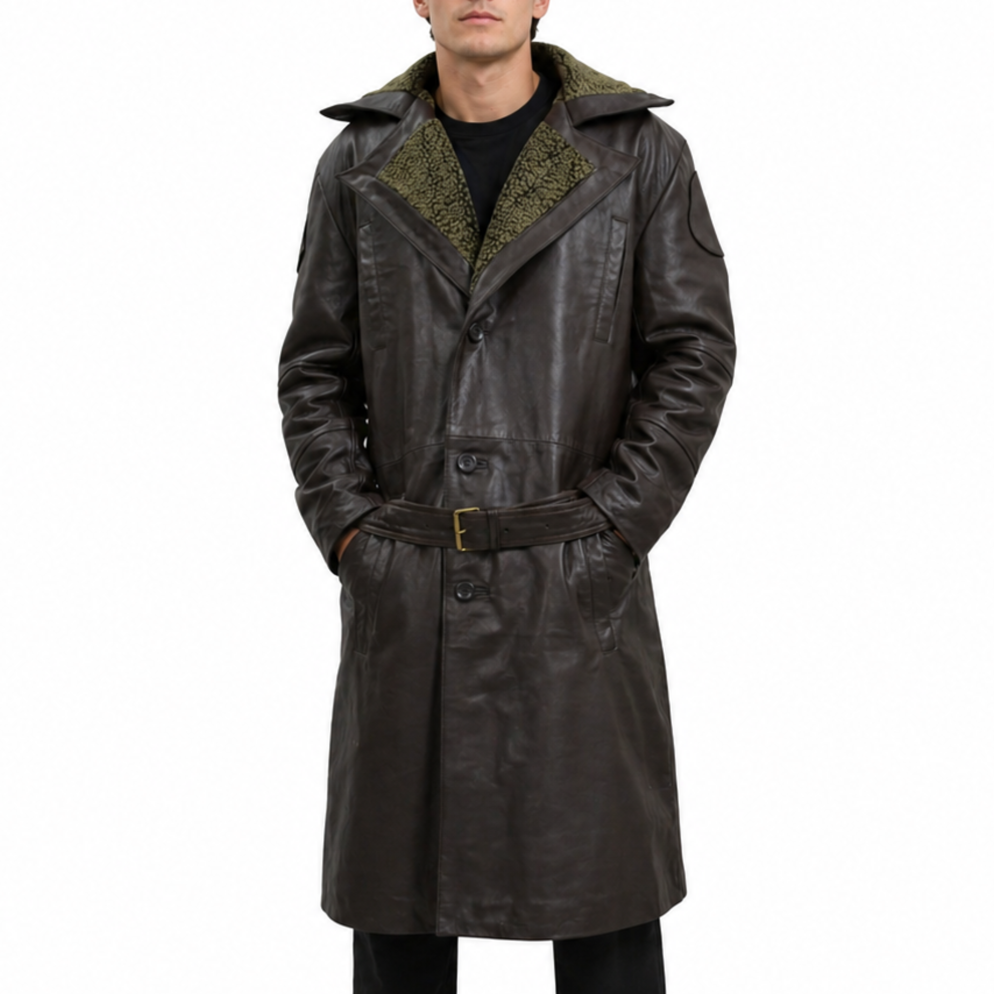 Blade Runner 2049 Ryan Gosling Brown Fur Collar Leather Long