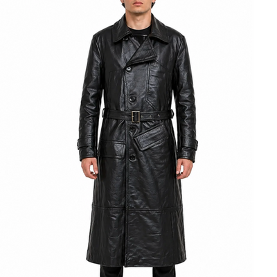 World War 1 R.F.C. Black Leather Flying Long Coat – South Beach
