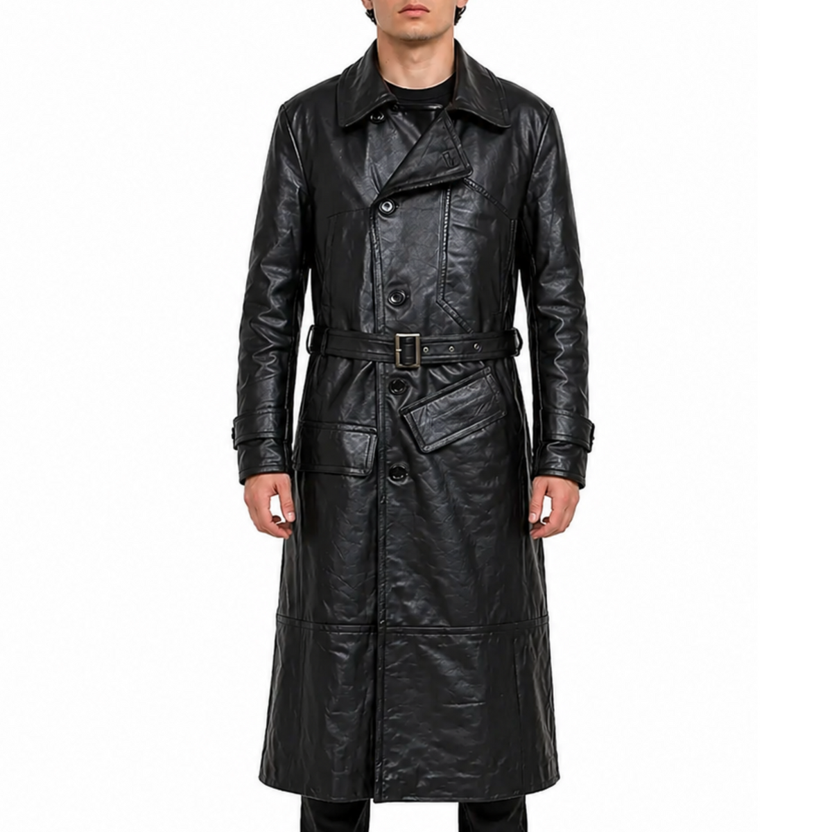 World War 1 R.F.C. Black Leather Flying Long Coat