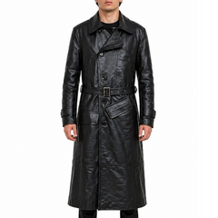 World War 1 R.F.C. Black Leather Flying Long Coat