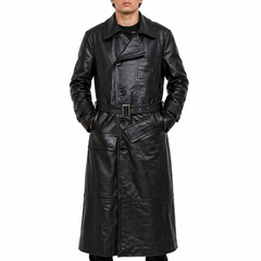 World War 1 R.F.C. Black Leather Flying Long Coat